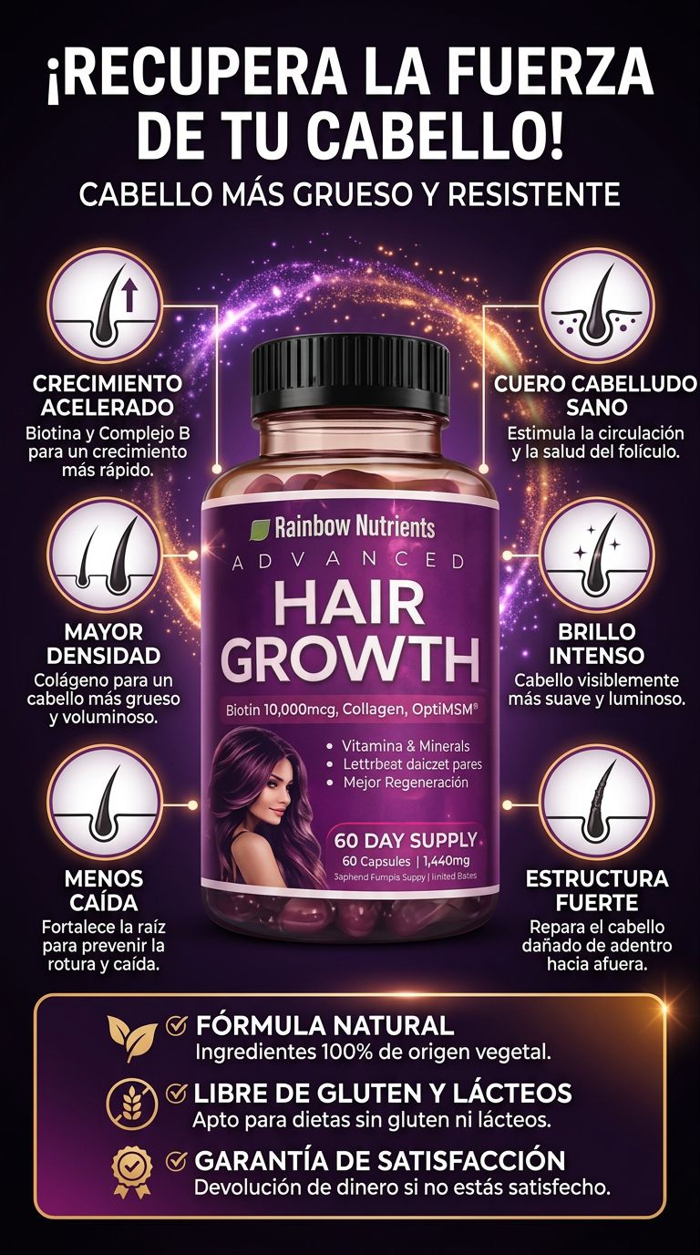 Advanced Hair Growth — Biotina 10,000mcg, Colágeno, OptiMSM®