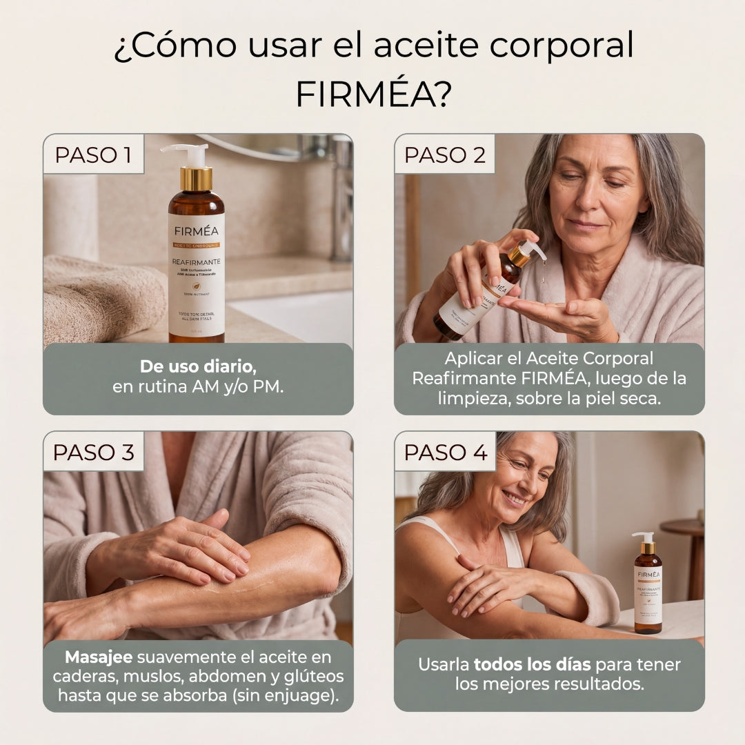 Aceite Corporal Firmea® — Combate Celulitis, Flacidez y Arrugas